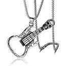 Shiv Jagdamba Skull Guitar Gothic Jewelry Zinc And Metal Pendant Necklace Chain For Men And Women
