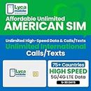 (30 Day) USA Lycamobile Prepaid SIM Card | Unlimited High-Speed 5G Data in The US | Unlimited Calls/Texts