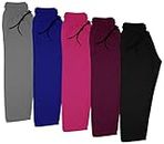 IndiWeaves Kids- Unisex Girls and Boys Fleece Warm Lowers Track Pants for Winters (3612123242528-iw-y-p5-28_Black, Purple, Magenta, Blue, Gray_6-7 Years) Pack of 5
