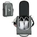 Golkcurx Golf Shoe Bag for Travel Zippered Sport Shoe Carrier Bags with Side Accessory Pockets for Socks, Tees, Golf Balls（Grey）