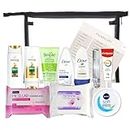 Travel Toiletries Set for Women - Mini Travel Essential Toiletry Kit for Travel, Hospital, Over Night Stay - Airport Security Approved Liquids - Quality Personal Care for Women