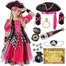 G.C Pirate Costume Kids Girls Dress Up Pretend Play Pirate Dress with Accessories Deluxe Halloween Buccaneer Princess Outfit