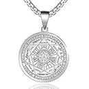 FLYUN St Michael Necklace For Men, Seal of The 7 Archangels Pendant Protect Necklace Stainless Steel Mens Spiritual Talisman Protection Amulet Healing Jewelry Saint Michael Pendants, Metal