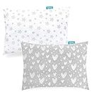 Biloban Baby Toddler Pillowcase 2 Pack, 100% Jersey Cotton Ultra Soft Baby Kids Pillowcase for Sleeping Fit Pillow Sized 13"x 18" or 14"x19", Gray Envelope Style Travel Pillowcase for Girls Boys