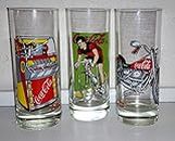Glass/glasses/retro/vintage/1991/3 x 0.3 litres/coca-Cola/motif glasses.