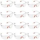 Kurtzy 12 Pack CE Certified Wrap Around Safety Glasses with Clear Lenses, Rubber Nose and Ear Grips for Safe Fit - Personal Protective Equipment PPE Safety Goggles with Scratch Resistant Eyewear Lens