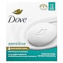 Dove Beauty Bar More Moisturizing Than Bar Soap for Softer Skin, Fragrance Free, Hypoallergenic Sensitive Skin With Gentle Cleanser 106 g 12 count