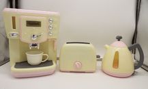 Set 3 Playgo Toy Kitchen Appliances Pink Coffee Maker Tea Kettle Toaster