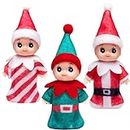 JOYIN 3 Pcs Colorful Vinyl Face Plush Dolls for Christmas, Elves Elf Baby Dolls for Christmas Decoration, and Gift