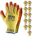 Scan SCAGLOKSPK12 12 Pairs Knitshell Latex Palm Work Gloves Orange Size L