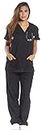 Just Love Women's Scrub Sets Six Pocket Medical Scrubs (V-Neck with Cargo Pant), Black, Small