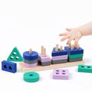 Wooden Montessori Toy Building Block Early Learning Learning ToyXH5B Pe