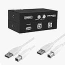 Meshiv USB 2.0 Manual Printer Sharing Switch 2 Port with 2 USB Cable for PC Sharing Switch Box Computer Scanner Printers Projector Camera and Keyboard (Black)