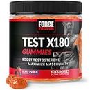 Force Factor Test X180 Gummies Testosterone Booster for Men with Tongkat Ali, Horny Goat Weed, Tribulus Terrestris, Fenugreek, & Black Maca, Supplement Men, Berry Punch, 60 Gummies, 1-Pack
