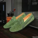 Genuine Leather Mens Loafers Zapatos De Hombre Formal Dresses Men Shoes Business Casual Green Orange