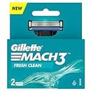 Gillette Mach 3 Manual Shaving Razor Blades-Pack Of 2(Cartridge), Men