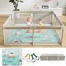 UANLAUO Baby Playpen with Mat, 59x59inch Playpen for Babies and Toddlers, Extra Large Baby Playpen, Kids Play Pen,Baby Fence, Big Playpen for Infants, Playard for Baby