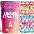 Shower Steamers Aromatherapy 21-Pack Shower Bombs Mothers Day Gifts for Mom, Organic Eucalyptus Rose Lavender Mint Wrapefruit Chamomile Watermelon Essential Oil, Birthday Gifts for Women