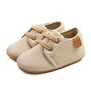 LACOFIA Zapatos Oxford con Cordones para Bebé Niños Zapatillas Primeros Pasos Antideslizantes para Bebés Beige 3-6 Meses
