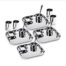 Sumeet Square Stainless Steel Heavy Gauge Mirror Finish Dinner Set of 20 Pc (4 Plate, 4 Halwa Plate, 4 Bowl, 4 Glass, 4 Spoon)
