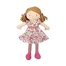 Hoolaroo Personalised Rag Doll - 40CM Girl Dolls First Baby Doll Soft Toy Lovely Doll for Girls Toy Doll with Name On Dress 1st 2nd 3rd Birthday Gift (Pink Dress, Standard)