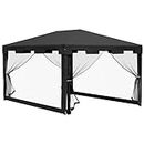 Outsunny 10x13ft Outdoor Gazebo Canopy, Garden Party Tent Patio Sun Shade Shelter Wedding Tent with Mesh Sidewalls and 2 Doors, Dark Grey