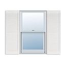 15 Inch x 59 Inch Standard Louver Exterior Vinyl Window Shutters, White (Pair)