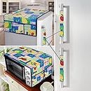 E-Retailer® Exclusive 3-Layered PVC Combo Set of Appliances Cover (1 Pc. of Fridge Top Cover, 2 Pc Handle Cover and 1 Pc. of Microwave Oven Top Cover) (Color-Blue Fruit, Set Contains-4 Pcs.)