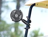 GRANDFAST Rechargeable Golf Cart Fan Compatible with EZGO Club Car Yamaha Clip on Fan with Flexible Tripod, 360° Rotatable, 20Hrs Work, 3 Speed Battery Operated Fan for Golf Cart Push Cart