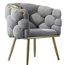 Luxury Handmade Accent Chair with Gold Legs, Comfy Handmade Living Room Bedroom Furniture Decorative Single Sofa Chair for Living Room and Bedroom (Color : Gray2)