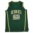 Custom Men's Lebron #23 High School Basketball Jersey, Green, Medium