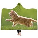 Pet Cat Lovely Style Super Soft Polyester Hooded Blankets for Adults Kid Soft Warm Wearable Sherpa Blankets Gift Blanket Bed Sofa Throw (Style 2, 60"x80")