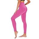 TNNZEET High Waisted Leggings for Women UK, Black Leggings Tummy Control for Gym Sports (Pink,S-M)