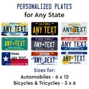 Customized License Plate Tag for Any State Auto Car Bicycle Bike Wall Door Sign