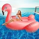 TURNMEON 102" Huge Flamingo Inflatable Pool Float Summer Beach Float Swimming Pool Party Toys Lounge Raft Ride-on Water Pool Floatie for 2-4 Multi Players Adults Kids Island (Flamingo and Unicorn)