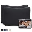 Third of Life Pillow Case Double Pack (2pcs, Black Uni) for Neck Support Cushions, in Particular Matar - Cotton, Double Jersey, Good fit, Non-Iron, 3 Years Guarantee, Pillowcase with Zipper