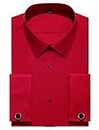 Alimens & Gentle Men's French Cuff Dress Shirt Regular Fit(Cufflinks Included) Color:Red66 Size:17" Neck - 34"/35" Sleeve