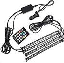 Auto Oprema 4 Pieces 48 LED DC 12V Multicolour Music Car Strip Atmosphere Lamp Light for Car Interior Under Dash Lighting Kit with Sound Active Function for Maruti Suzuki MG-410