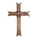 WILLART Decorative Rustic Brown Wooden Hanging Wall Cross, Rustic Cross for Wall of Crosses, Religious Home Decor, Gift Idea for Birthdays, Easter, Christmas, Weddings