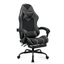 Play haha.Gaming chair Office chair Swivel chair Computer chair Work chair Desk chair Ergonomic Chair Racing chair Leather chair Video game chairs (Grey,With footrest)