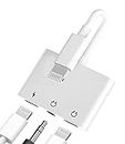 iPhone AUX Adapter Lightning to 3.5mm Headphone Dongle(3in1)Apple MFI Certified Audio Charger Jack Cable Splitter for 11 12 13 14 Pro Max 6 7 8Plus X XR Ipad Music Adaptador Para earbud Cord Converter