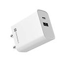 Portronics Adapto 70 33W Fast Charger Adapter with Dual Output (USB + Type C) Supports PPS Charging Via Type C Port, 27W Dash, Warp 27W, Dart, Super Dart 27W(White)