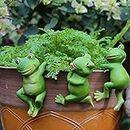3pcs Frogs Flower Pot Hugger Decorations,Frog Statue for Miniature Garden,Climbing Frogs Pot Hugger Figurine Ornaments for Office Garden Accent Bookshelf Patio Home Decor