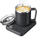 Coffee Mug Warmer & Mug Set for Desk, Electric 36w Coffee Cup Warmer with Auto Shut Off, Timer. Smart Cup Mug Heater with 16oz Cup for Warming and Heating Coffee, Beverage, Candles, Tea, Cocoa, Black