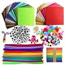 DOITEM Pipe Cleaners Crafts Set Pipe Cleaners Chenille Stem and Pompoms with Googly Wiggle Eyes and Craft Sticks Assorted Colors Non-Woven Felt Fabric Sheets for Craft DIY Art Supplies 590 Pieces