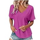 Daily Deals of The Day Prime Today Only V Neck Going Out Clothes for Women Eyelets Classic Spring Solid Color T Shirts Breathable Loose Fit Short Sleeve Tunic Tops Sudaderas para Mujer