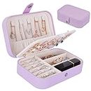 Jewelry Box, Travel Jewelry Organizer Cases with Doubel Layer for Women’s Necklace Earrings Rings and Travel Accessories… (Purple01)