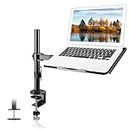 suptek Single Laptop Notebook Desk Mount with Tray for 13-27 inch Computer Screen, Fully Adjustable Laptop Desk Arm for Laptop Notebook up to 17’’, Weight up to 15.6 lbs