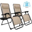Zero Gravity Chairs Folding Lawn Outdoor Recliner Patio Lounge Chair Set of 2