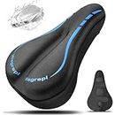 Wagrepl Bike Seat Cushion - Bike Seat Cover for Men & Women Comfort, Adjustable Velcro Secure Bicycle Seat, Gel Padded Bike Saddles Compatible with Peloton, Indoor & Outdoor Bike(11"x7")
